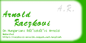 arnold raczkovi business card